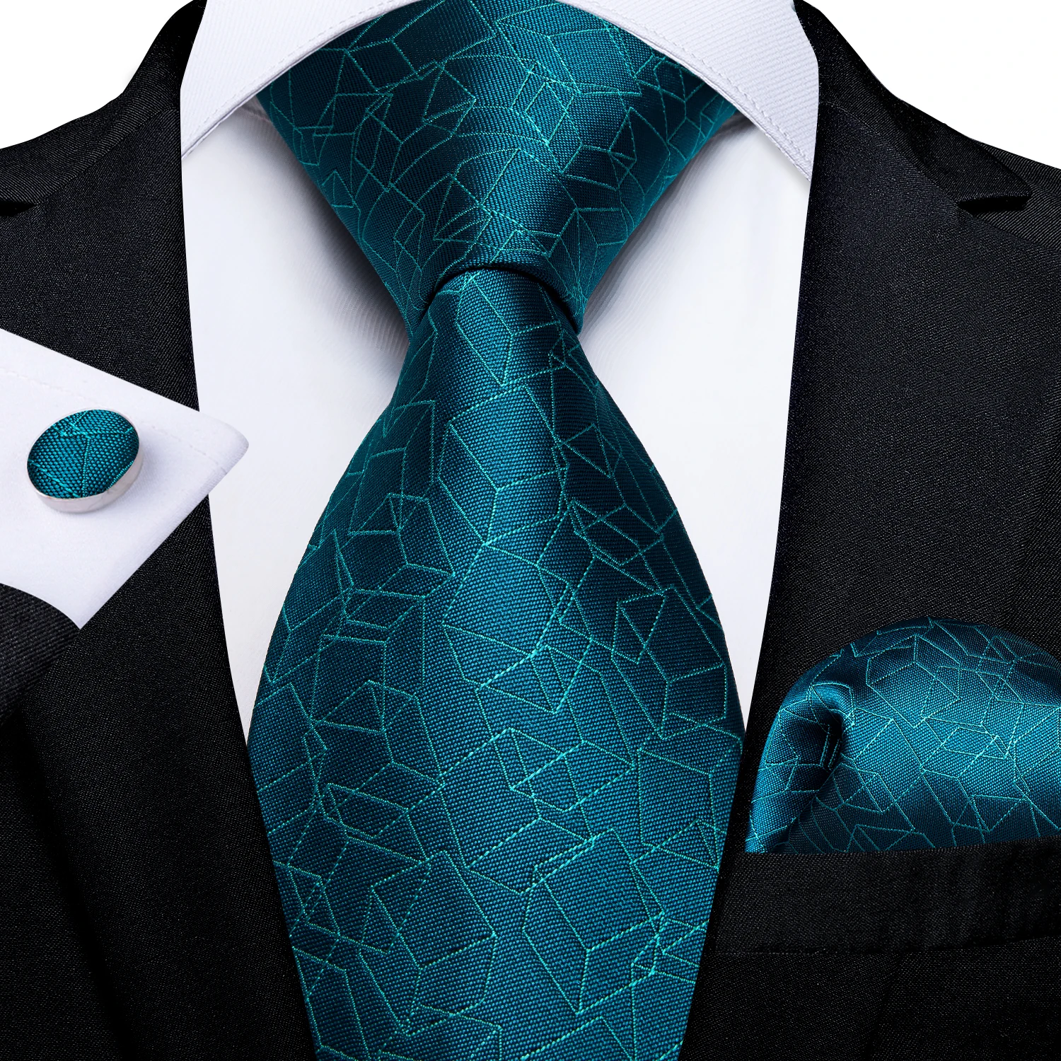 

New Classic 100% Silk Blue Men's Ties 8cm Width Business Party Neck Tie For Men Gift For Men Gravatas Tie Handkerchief DiBanGu