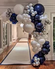 Шары воздушные, 108 шт., темно-синие, воздушные шары-гирлянды, арочный комплект, белые, хромированные, серебристые, для вечеринки, свадьбы, дня рождения, Декор