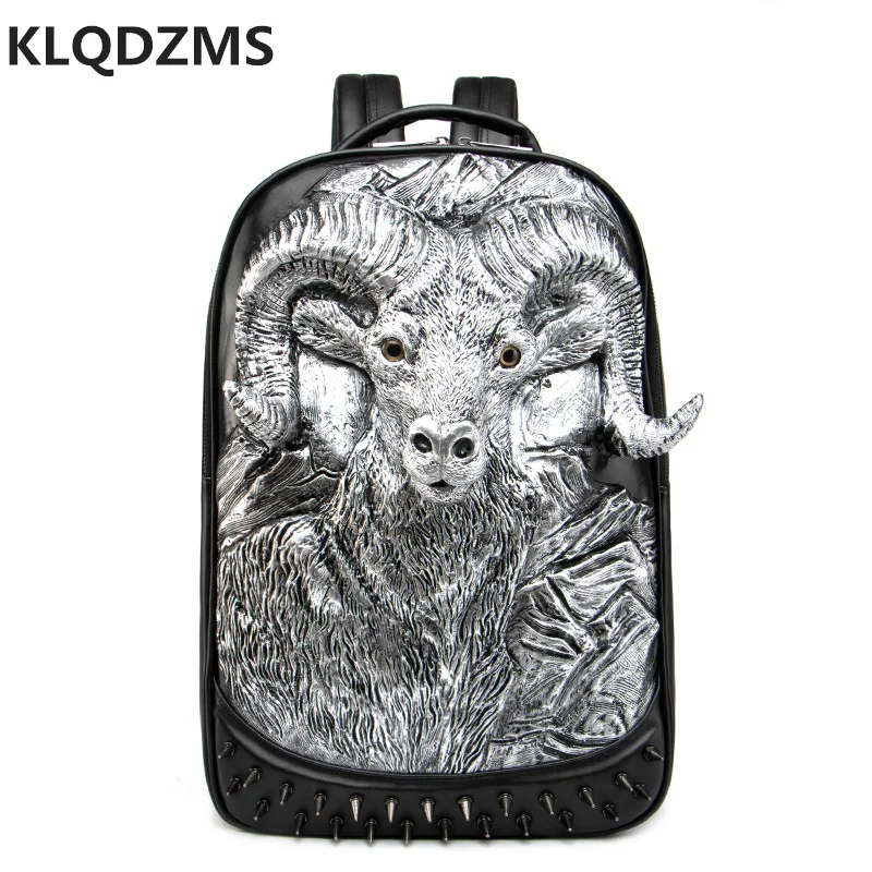 

KLQDZMS Men Classic Simple Black Backpack High Quality Distinctive Laptop-Bag Luxury Durable Satchel For Teenagers
