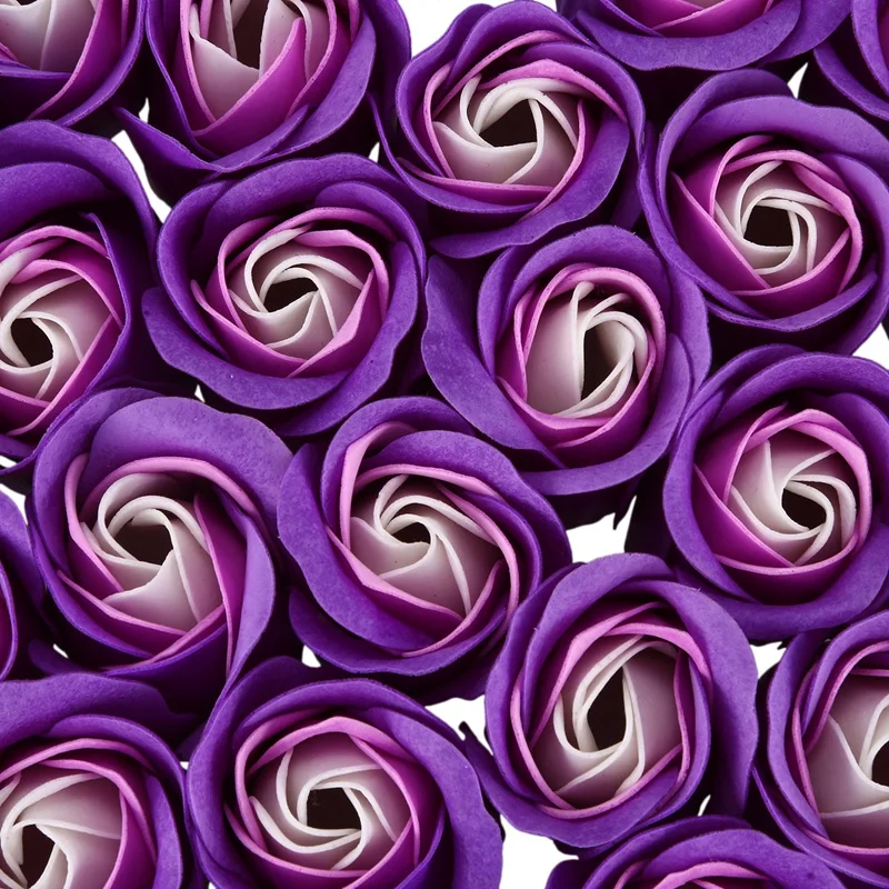 24 Pcs Purple Scented Bath Soap Rose Petal in Heart Box