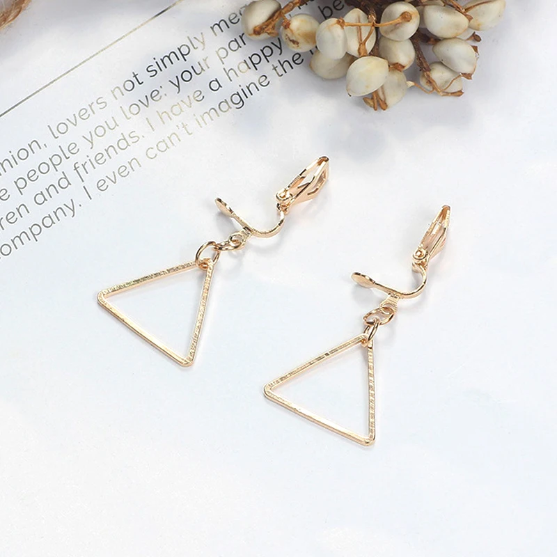 Женские круглые треугольные серьги-клипсы в форме звезды без отверстий для ушей