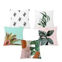 wholesale tropical plant plush square cushion cover decor home floral pattern pillowcases decorative sofa bedroom