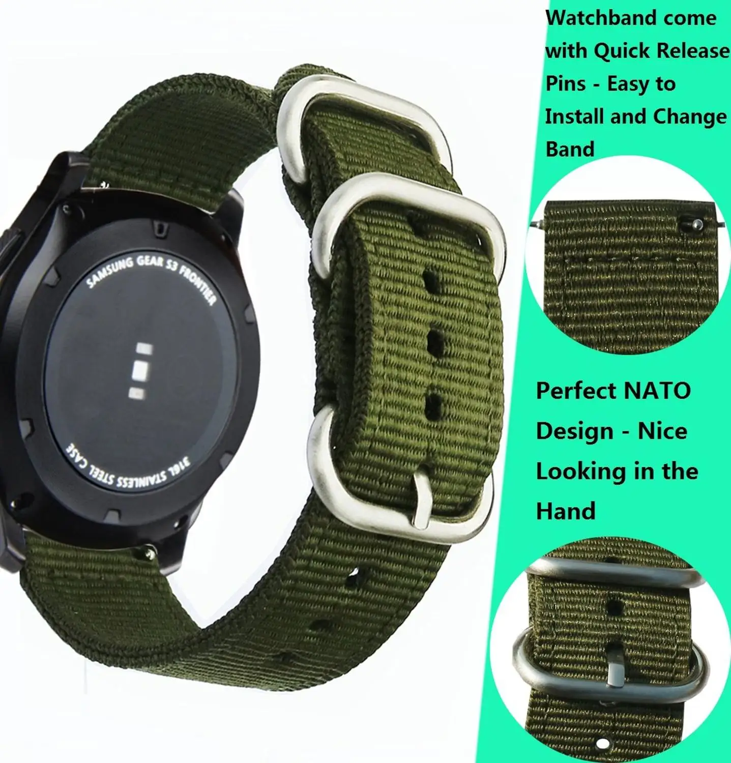 Ремешок НАТО для Samsung Galaxy watch 46 мм/42 мм/Active 2 band Gear S3 Frontier/Huawei GT 2/Amazfit Bip 18/20/22 мм |