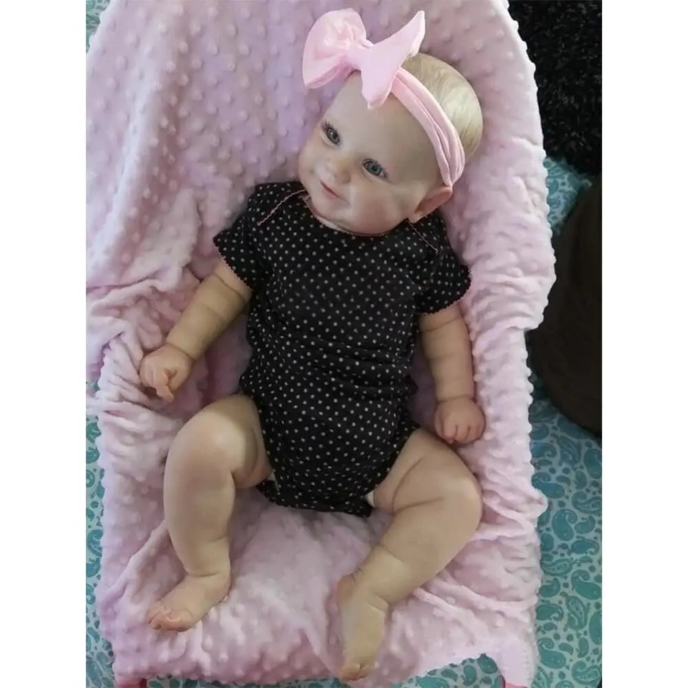 

Simulation Baby Doll Toy Silicone 50cm Blue Eyes Detailed Lifelike Diy Reborn Doll Set for Children Gifts