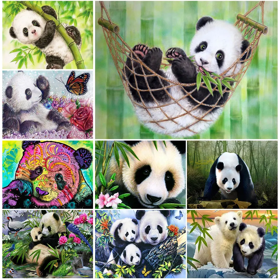 

5D алмазная живопись «сделай сам», квадратная панда, пейзаж, вышивка крестиком, фотография стразы, Декор