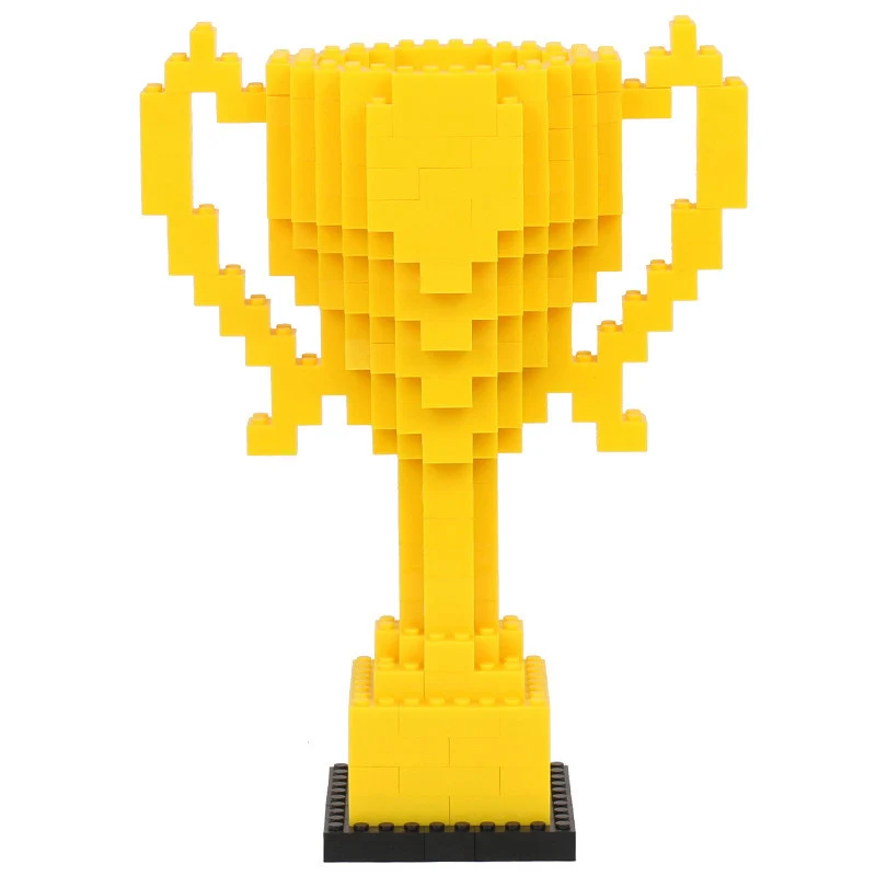 

ABS S/M/L Bulding Blocks Championship Trophy Children Educational Toy Gold Trophy Prizes for Boy Girl Gift Plastic DIY Block 1PC