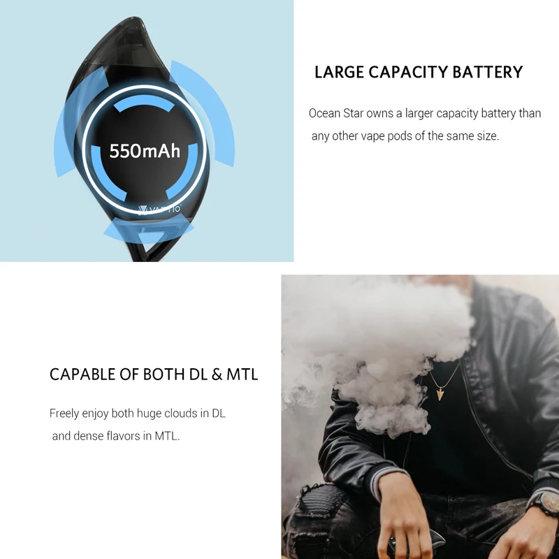 Оригинальный VAPTIO океана звезды комплект с 550 мАч встроенный Батарея 1 5 мл 9W 1.2ohm VAPE