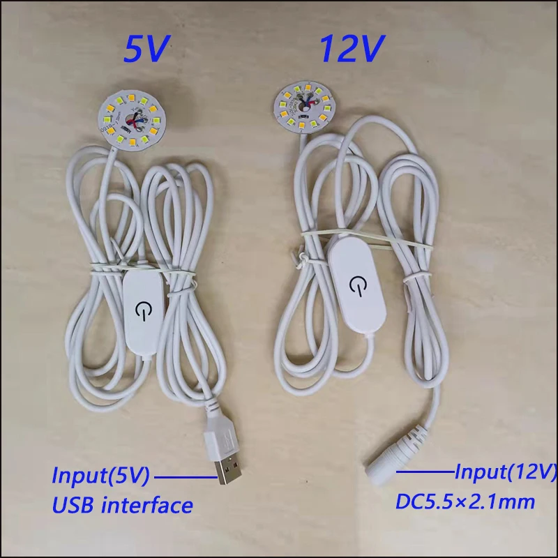 

DC5V 12V LED Touch Switch Dimming Controller DC5.5×2.1 USB Interface With 2 Meters Line Welding 3W 3colors Light Board .