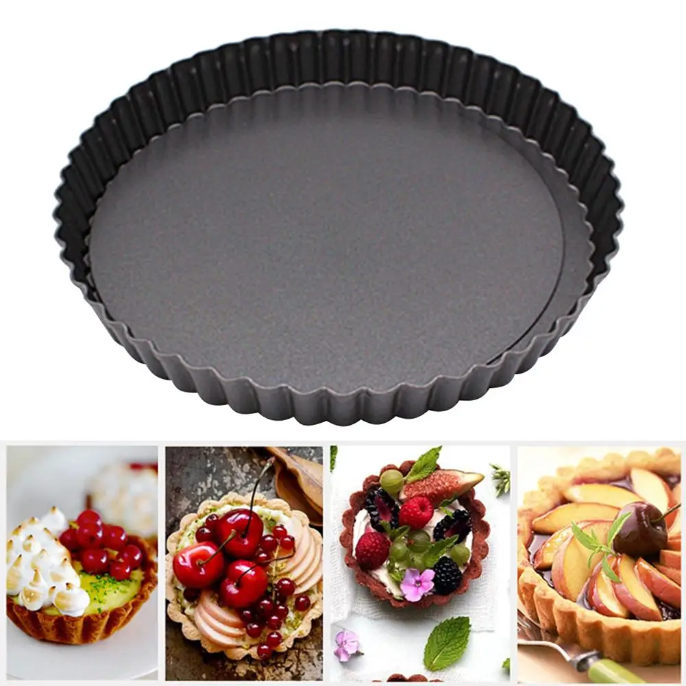 

2Pcs Carbon Steel Round Non-stick Removable Loose Bottom Pie Cake Pan DIY Baking Mold Bakeware