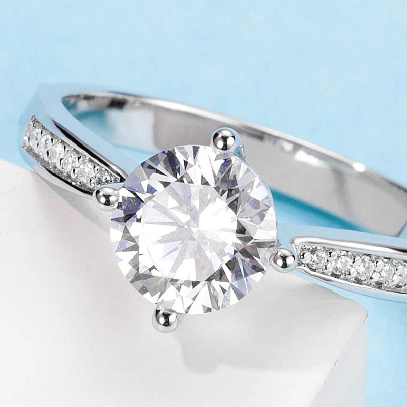 

Luxury 100% 925 Sterling Silver Real 1 Carat D Color Moissanite Wedding Rings For Women Pass Diamond Test Party Fine Jewelry