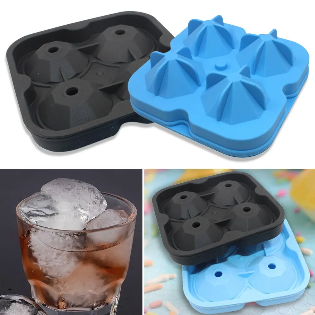 

Diamond Ice Cube Tray Reusable Ice Cubes Maker Silicone Ice Cream Molds Form Chocolate Mold Whiskey Party Bar Tools 4 Hole