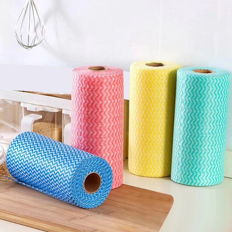 

Kitchen Disposable Cleaning Towels-Cloth-Like-Multi-Uses Non Woven Dish Cloths Washable Reusable (4 Rolls=200 Sheets)