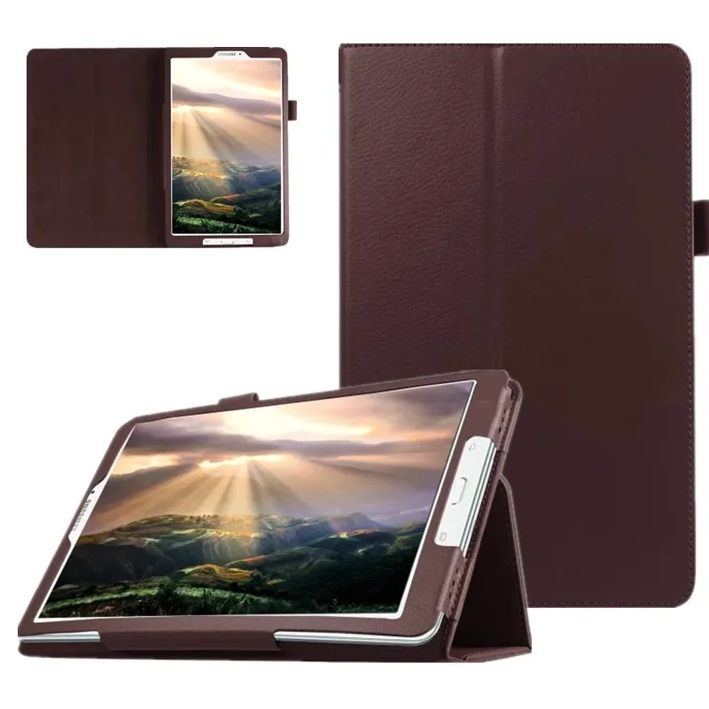 brown Чехол для планшета для samsung Galaxy Tab A 10,1 T580 T585, SM-T580, кожаный чехол в стиле личи, откидной Чехол с подставкой, Tab A+ пленка - Цвет: brown