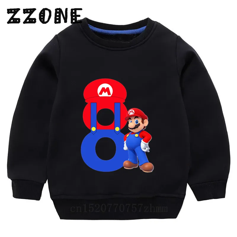 Детские толстовки детские милые с принтом Супер Марио и цифрой 5-8 хлопковый