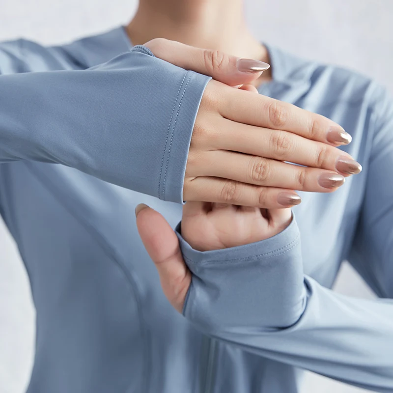 Женская куртка для бега с длинным рукавом толстовка капюшоном йоги спортивная