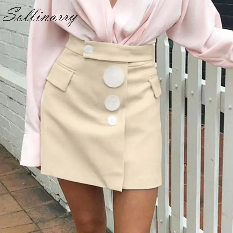 Sollinarry/Осенняя уличная Женская мини-юбка Зимние новые абрикосовые короткие