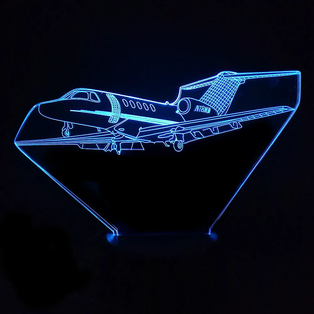 Военный самолет истребитель 3D ночные светильники Настольная лампа многоцветный военный самолет с USB питанием Декор подарок - Испускаемый цвет: 7 Colors Changeable