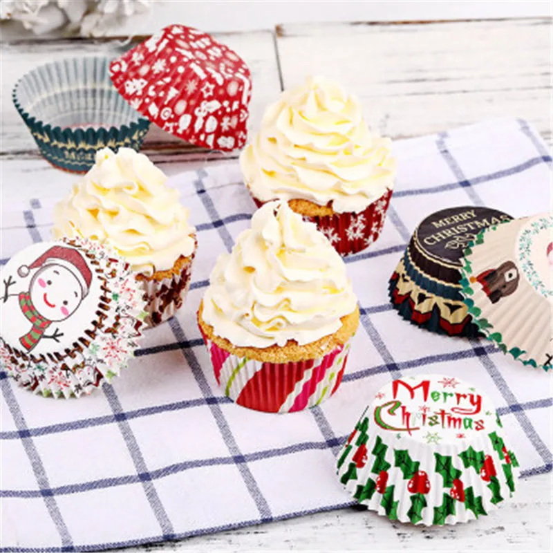 125Pcs Xmas Elk Muffin Cupcake Paper Cup For Christmas Party Caissette Cuisson Cases Liner Baking | Дом и сад