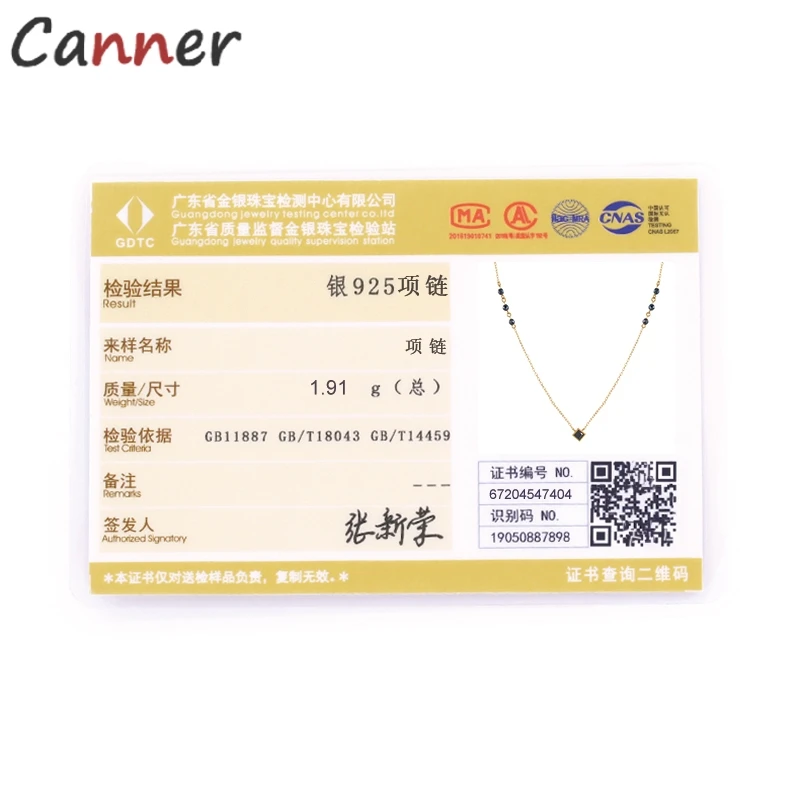 

CANNER 925 Sterling Silver Luxury Black Zircon Charm Choker Chain Necklace For Women Party Pendant Necklaces 2021 Trend Jewelry