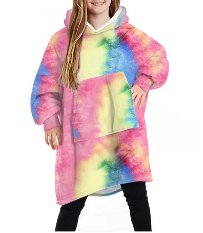 

Winter Warm TV Pocket Hooded Blankets For Kids Bathrobe Sofa Cozy Blanket Sweatshirt Plush Coral Fleece Blankets Outwears