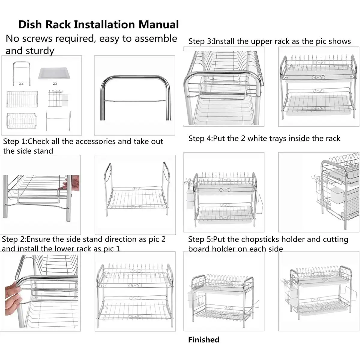 

2/3 Layer Dish Drainer Kitchen Cutlery Cup Plates Dish Rack Sink Rack Drip Tray Storage Shelf Stainless Storage Organizer Holder