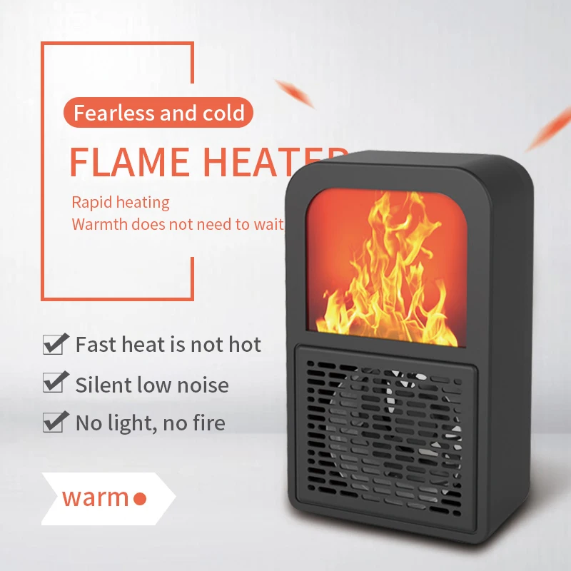 Portable 3D Flame Heater Space Home Mini Electric Heaters Heated Room Heaters Fan Small Heating Stove Radiator Machine for EU/US