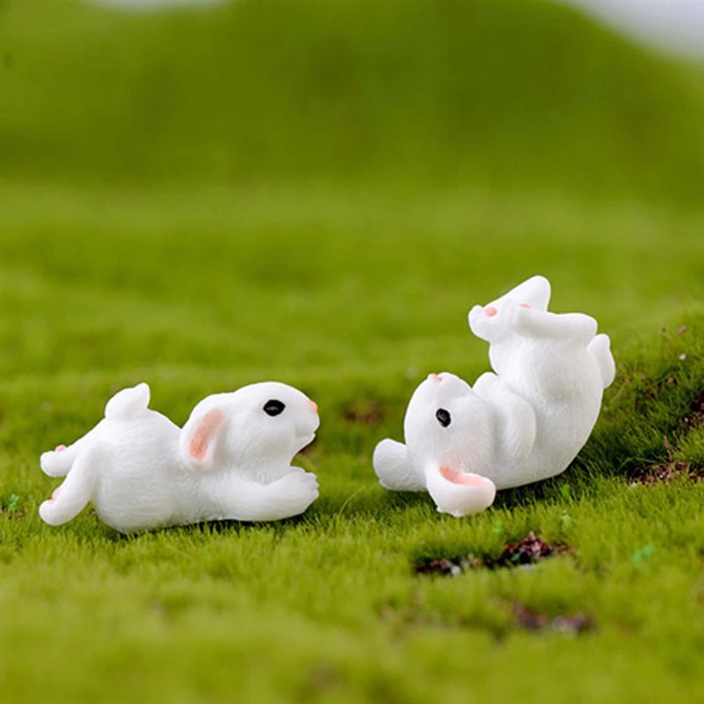 Cute Rabbit Easter Miniature Resin Craft Mini Bunny Ornament Fairy Garden Supplies Home Figurine Animal | Дом и сад