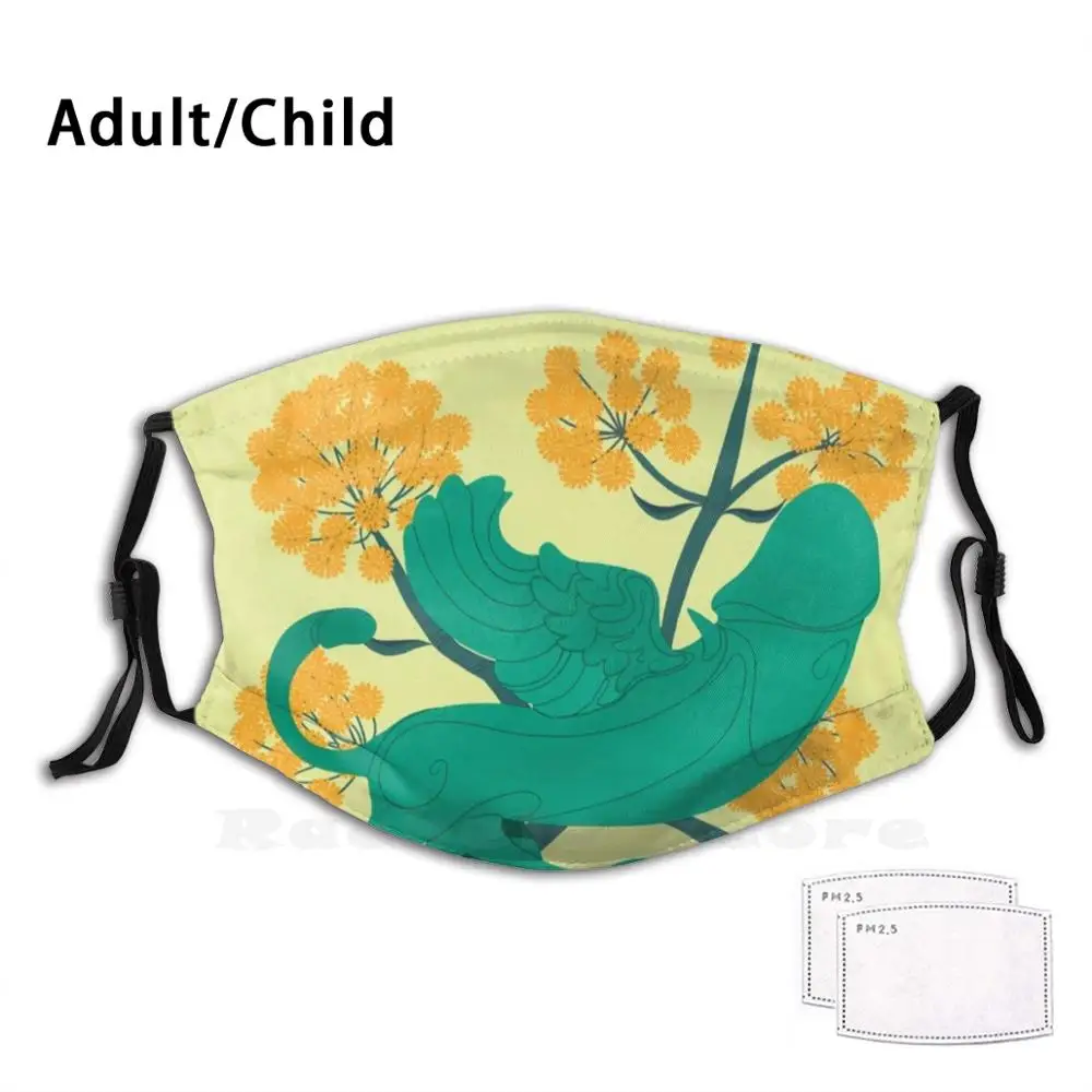 

Fascinus - Floral Artefacts Print Washable Filter Anti Dust Mouth Mask Archaeology History Art History Ancient History Funny