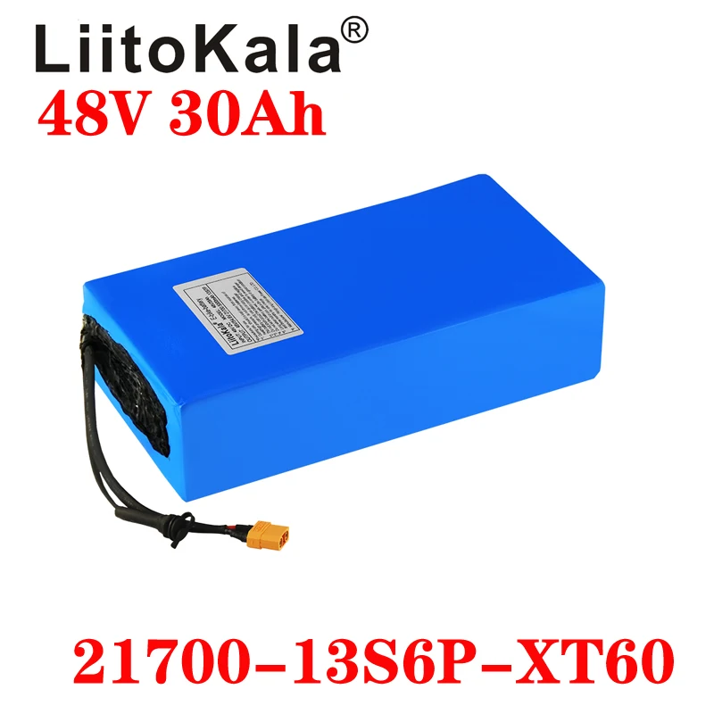 LiitoKala 48V 30ah 21700 5000mAh 13S6P батарея для электровелосипеда 20A BMS 48v литиевая
