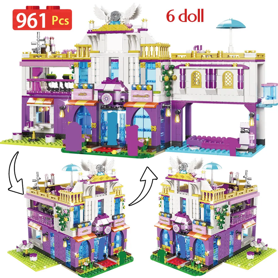 

961PCS Private Luxury Villa Building Blocks Toys Compatible With 5588 Friends Princess House Castle Bricks Toys Children Gifts