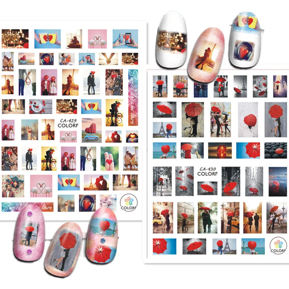 

Newest CA-429 430 lovely design 3d nail sticker decal export Japan rhinestiones DIY decorations for nail wraps