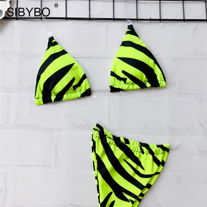 As Shown Sibybo Холтер Высокая талия сексуальный комплект из двух частей боди Женский пуш-ап летние женские пляжные Комбинезоны купальный костюм для женщин - Цвет: As Shown