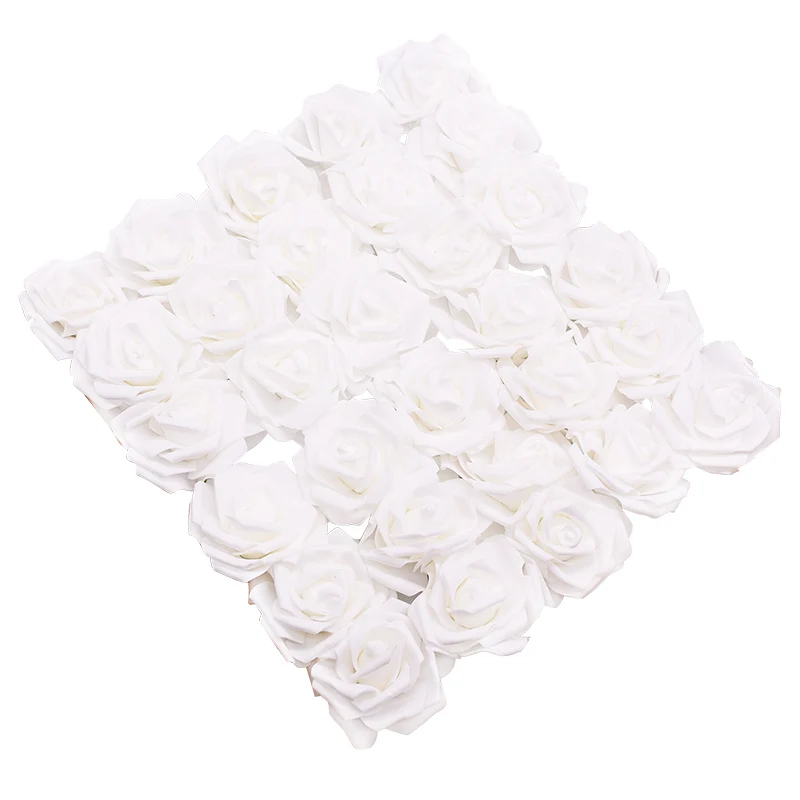 F01 White 20 шт./лот 8 см искусственные цветы ПЭ пена Роза поддельные бутоны для дома Свадебные цветы невесты украшение букетов - Цвет: F01 White