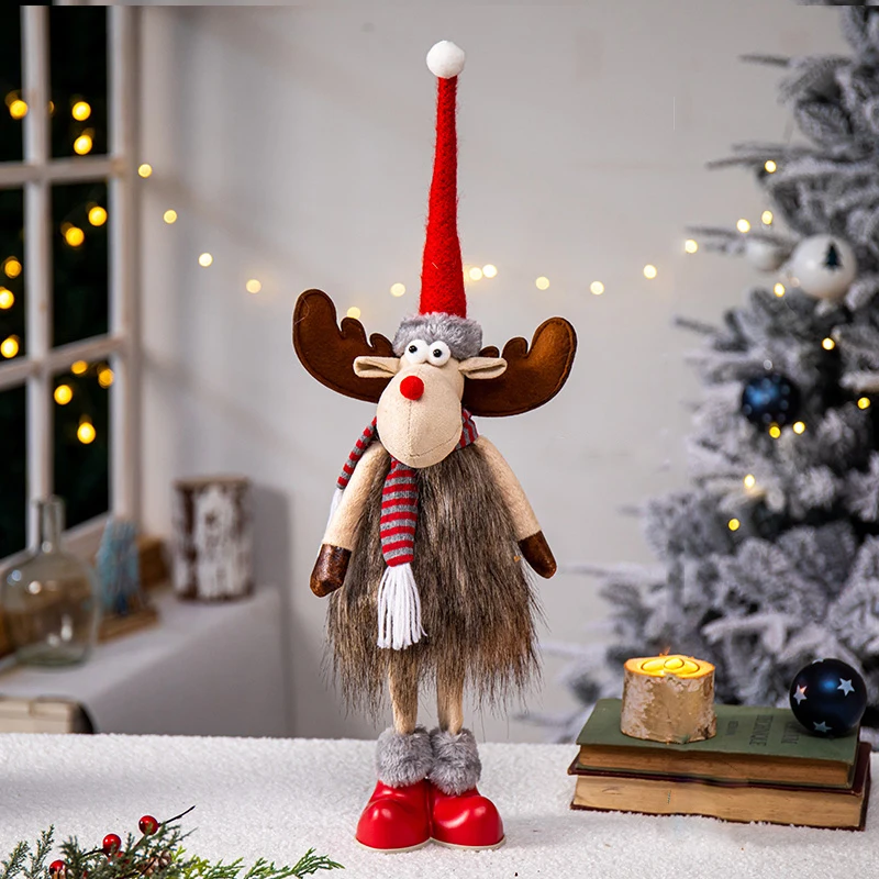 retractable christmas dolls reindeer christmas tree decorations xmas figurines new year gift regalos de navidad for home free global shipping