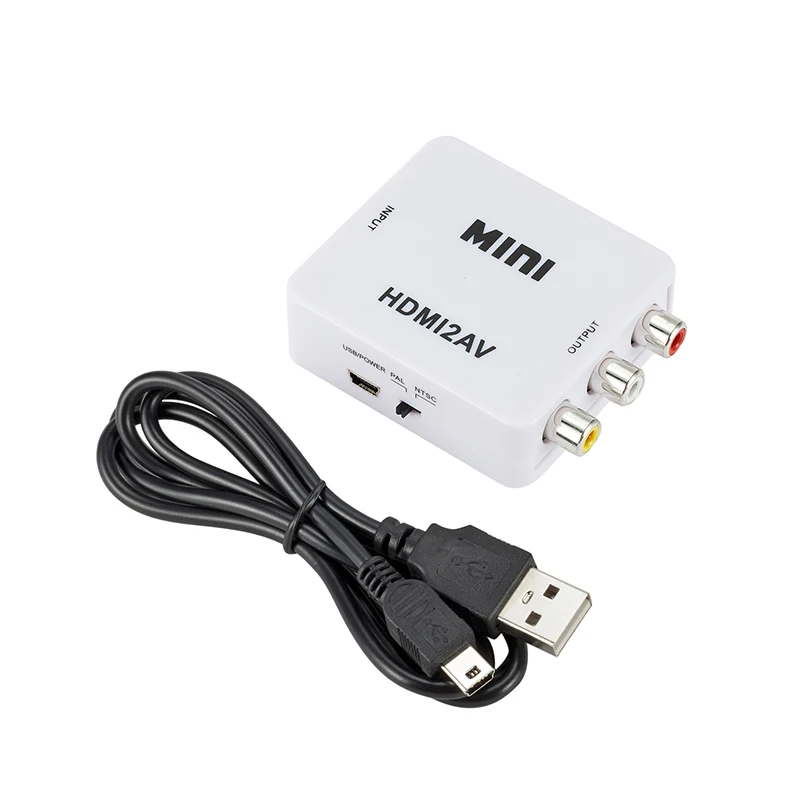 Creacube HDMI-compatible TO RCA AV/CVBS L/R Video Scaler Adapter HD Video Converter Box 1080P HDMI2AV Support NTSC PAL