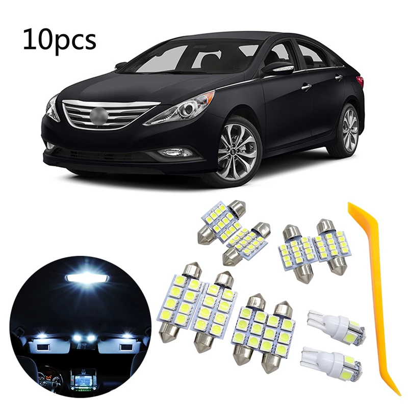 

10 шт., Автомобильные светодиодные лампы для салона Hyundai Sonata 2011-2014
