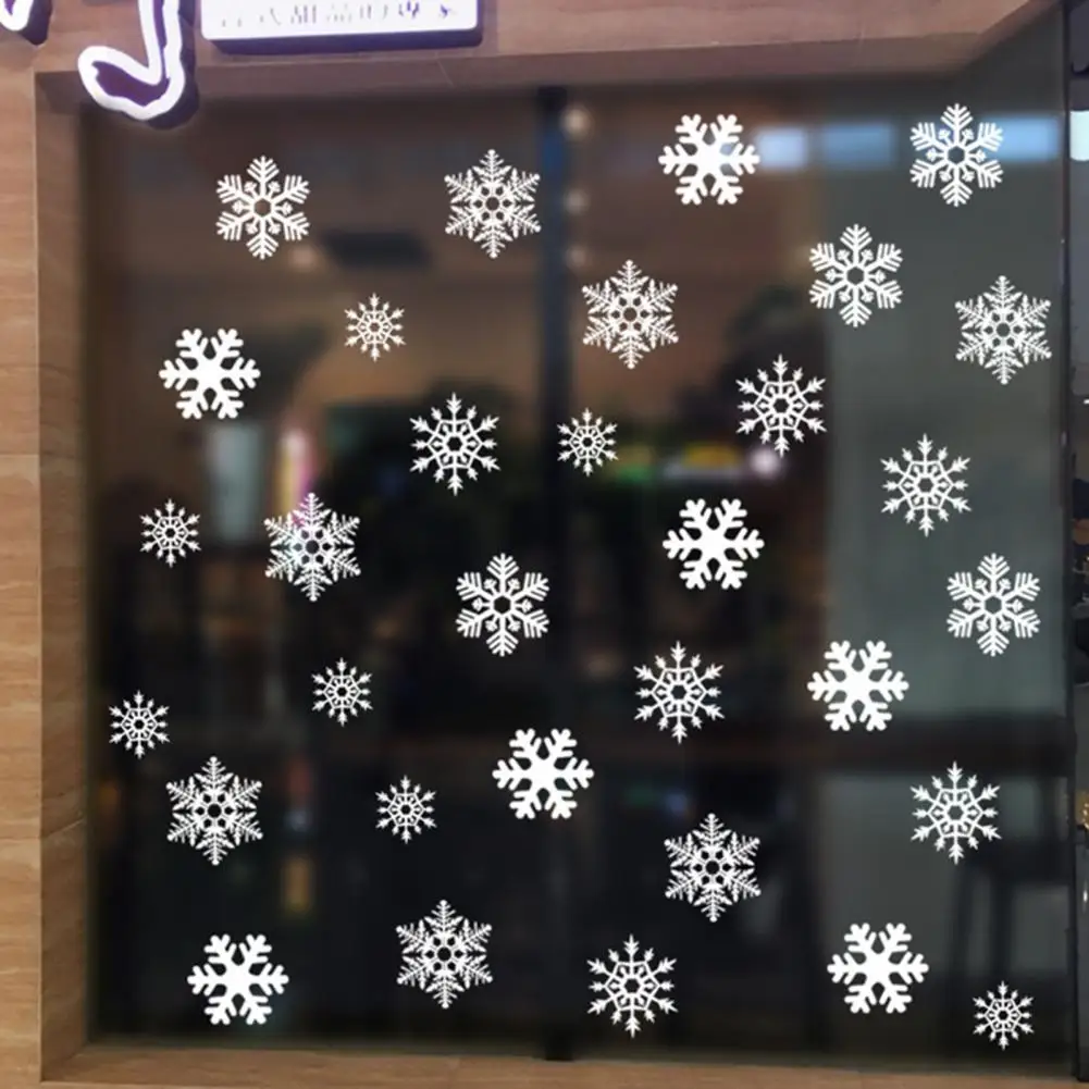 

2Pcs Excellent Attractive Festival Ambience Xmas Holiday Snowflake Window Stickers for Home Window Clings Window Stickers