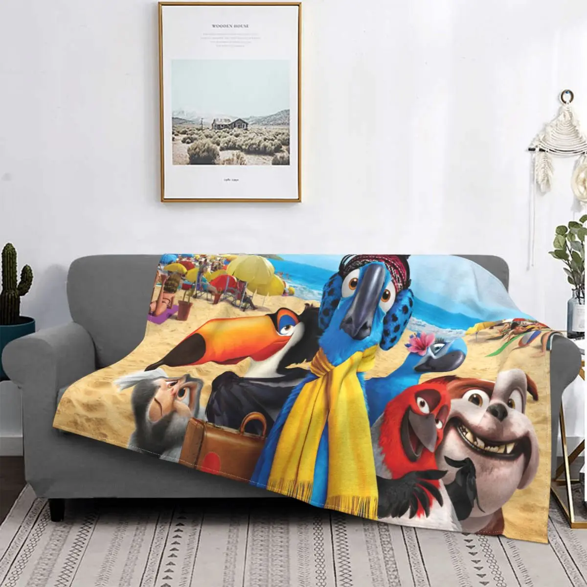 

Manta de franela para la playa, colcha suave y acogedora de фильм с рисунками из мультфильмов blue Rio