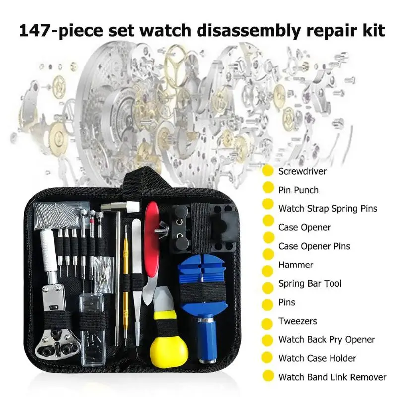 147pcs Pro Watchmaking Watch Tools Case Opener Link Remover Screwdriver Spring Bar Repair Tool Kit spring bar tool | Инструменты