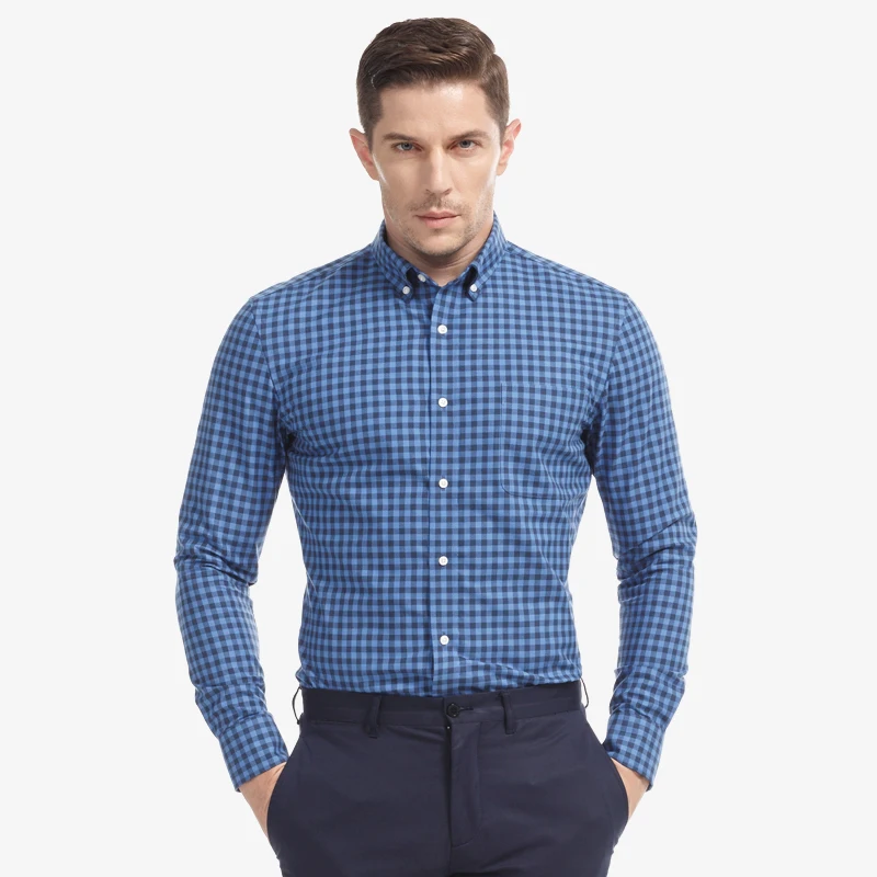 Smart Men's Shirt 100% Cotton Plaid Shirt Camisa Masculina Slim Fit Business Office For Men Clothing Plus Size