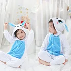 Детский синий и белый костюм в виде животных, пижама для малышей, милая теплая одежда для мальчиков и девочек, Детский костюм-Кигуруми для младенцев