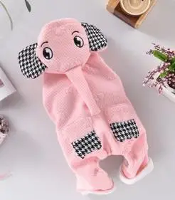 Милый клетчатый такса костюм зеленый розовый одежда для собак худи для щенка пальто с мехом той терьер животное кошка Комбинезон поставки - Цвет: Pink Jumpsuit
