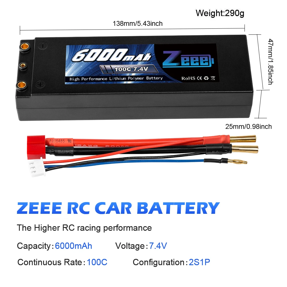 аккумулятор zeee lipo 6000 мач 74 в 100c 2s lipo rc ав