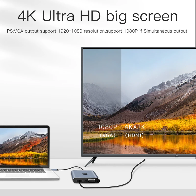 PX USB Type-C к конвертеру Hdmi адаптер c hdmi + VGA для мобильного телефона планшета ноутбука