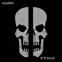 big skull iron on motifs hotfix strass spider net applique patches rhinestone beads diy accessories crystal stones for clothing