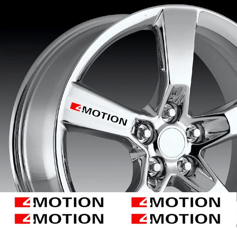 

4pcs 4MOTION Car Wheel Sticker For Volkswagen T-ROC GOLFR Touran PASSAT PHIDEON Touareg Tiguan CC R32 R36 GTI GTD