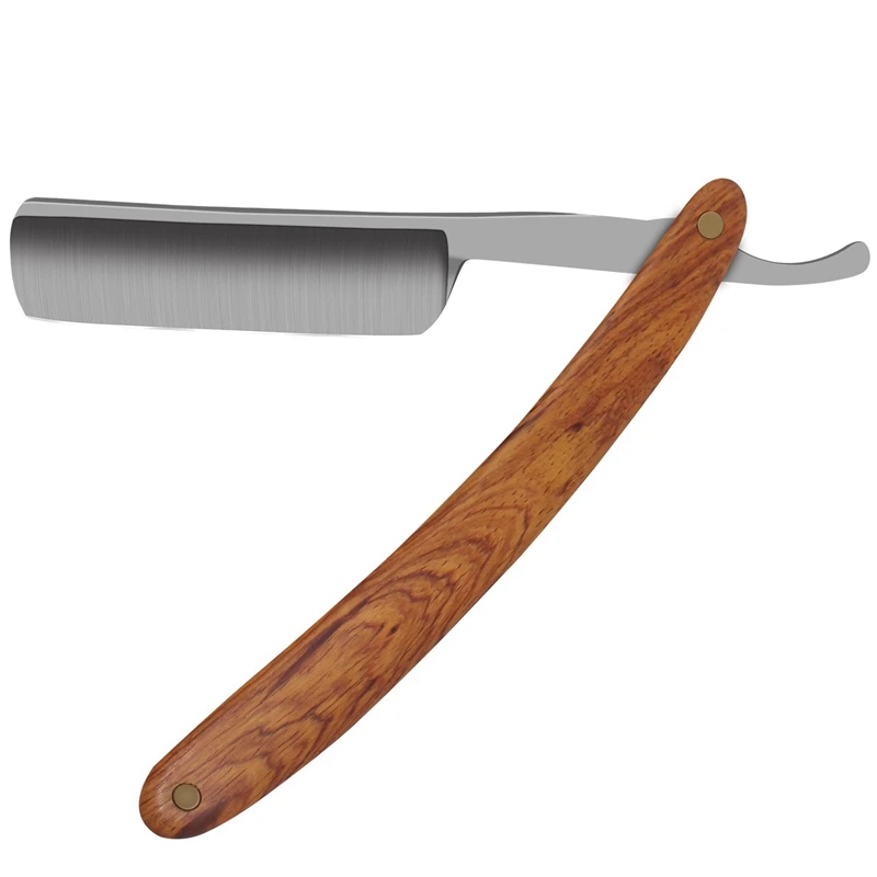 Прямая бритва с черными краями для мужчин матовая сталь без косточек ручная