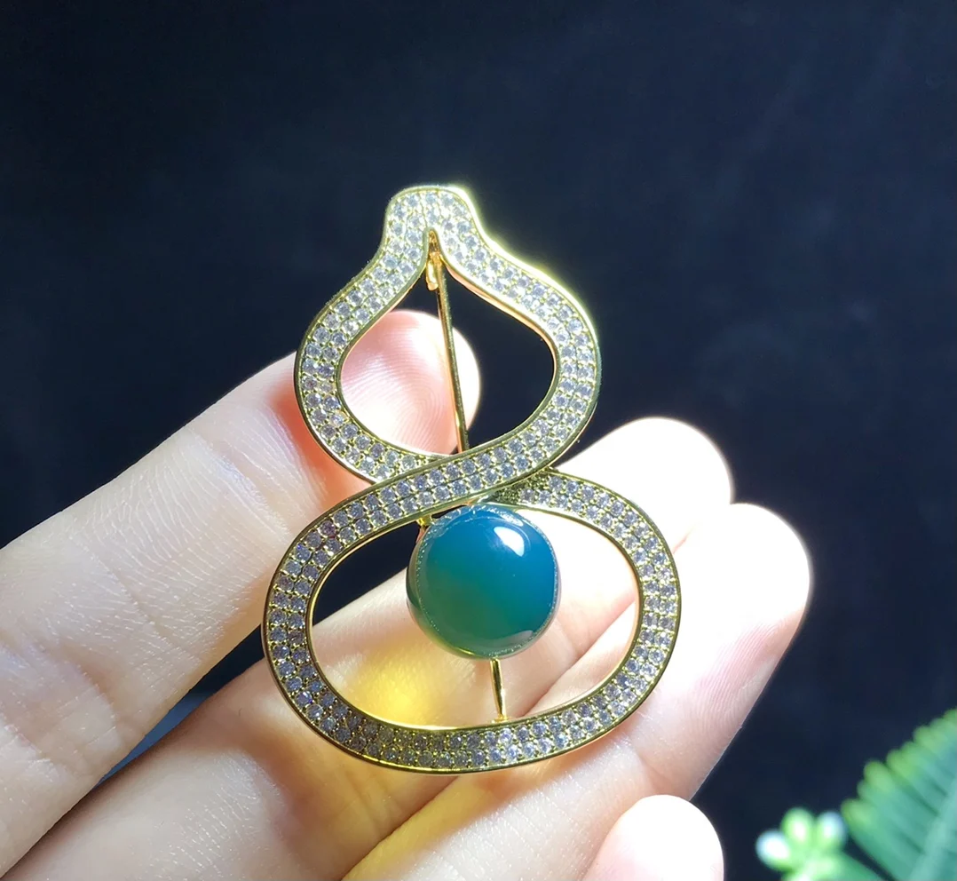 

Брошь из натурального янтарного синего сплава с цветами и листьями