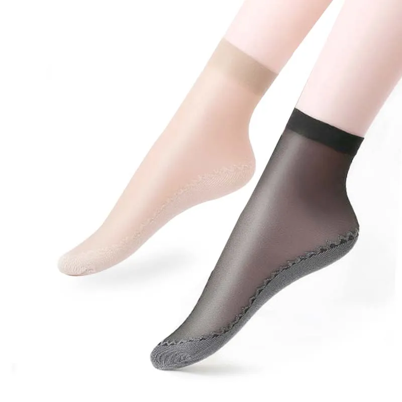 

5 Pairs/Lot Velvet Silk Womens Socks Cotton Bottom Soft Non Slip Sole Massage Wicking Slip-resistant Autumn Sock High Quality