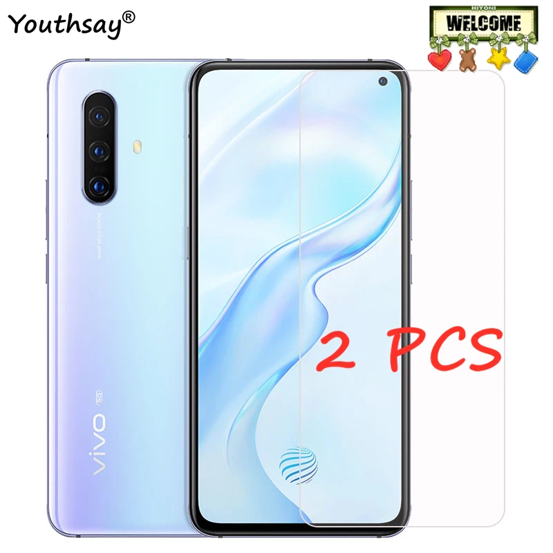 Protector de pantalla de vidrio templado para Vivo X30, pel&iacute;cula protectora de vidrio, pegamento completo, 2 uds.-0